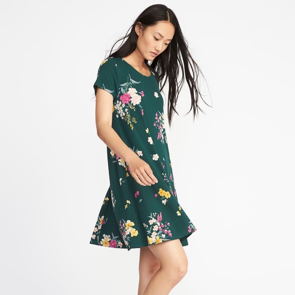 old navy green floral dress